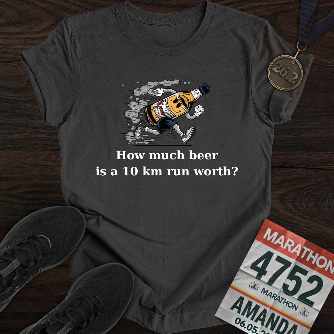 Printify T-Shirt Dark Heather / S Drink Beer Run 10KM T-Shirt