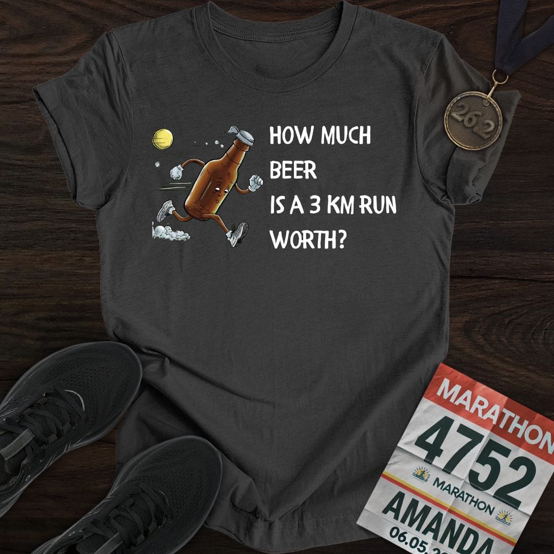 Printify T-Shirt Dark Heather / S Drink Beer Run 3KM T-Shirt