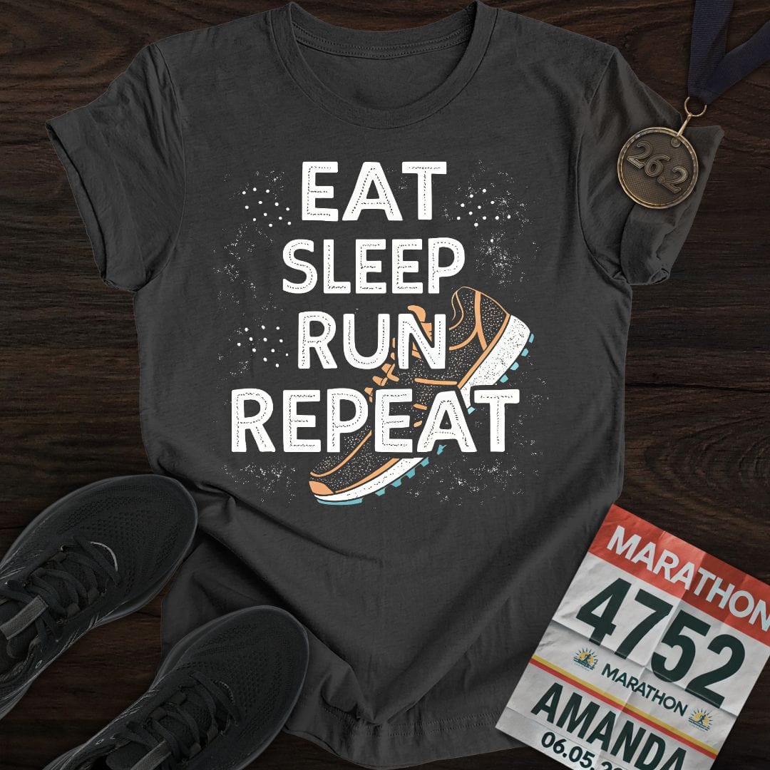 Printify T-Shirt Dark Heather / S Eat Sleep Run Repeat -3- T-shirt