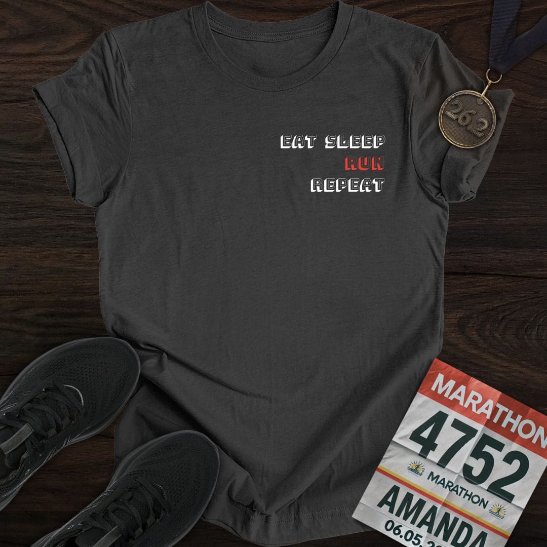 Printify T-Shirt Dark Heather / S Eat Sleep RUN Repeat T-Shirt