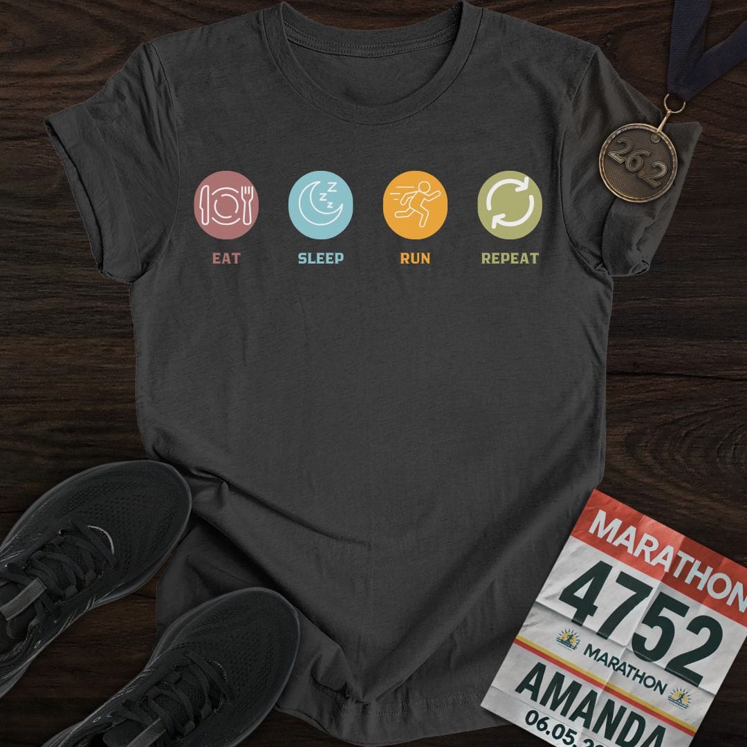 Printify T-Shirt Dark Heather / S Eat Sleep Run T-Shirt