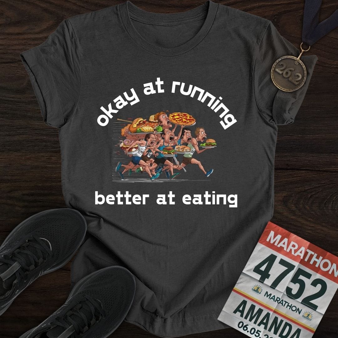 Printify T-Shirt Dark Heather / S Eating and Keep Running T-Shirt