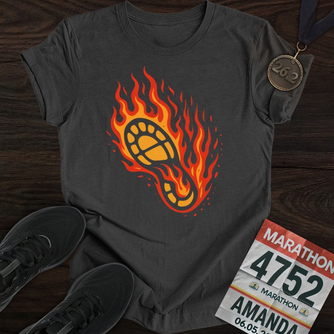 Printify T-Shirt Dark Heather / S Fire Running Shoes T-Shirt