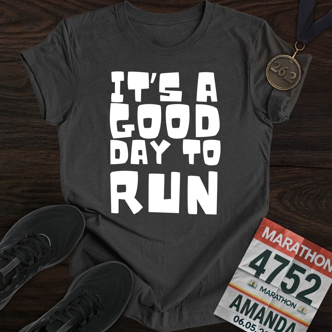 Printify T-Shirt Dark Heather / S Good Day To Run T-shirt