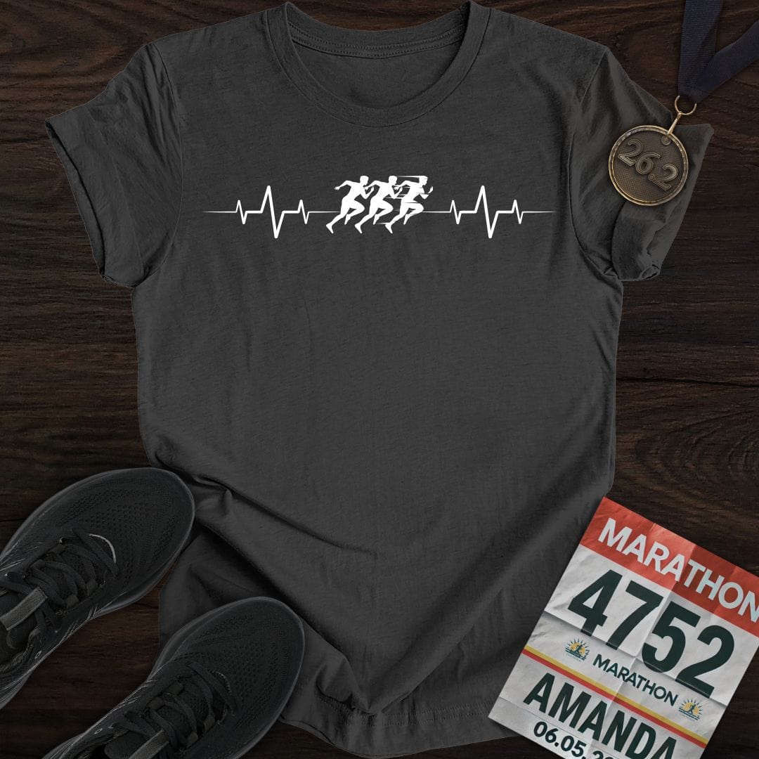 Printify T-Shirt Dark Heather / S Heart Rhythm Runner T-Shirt