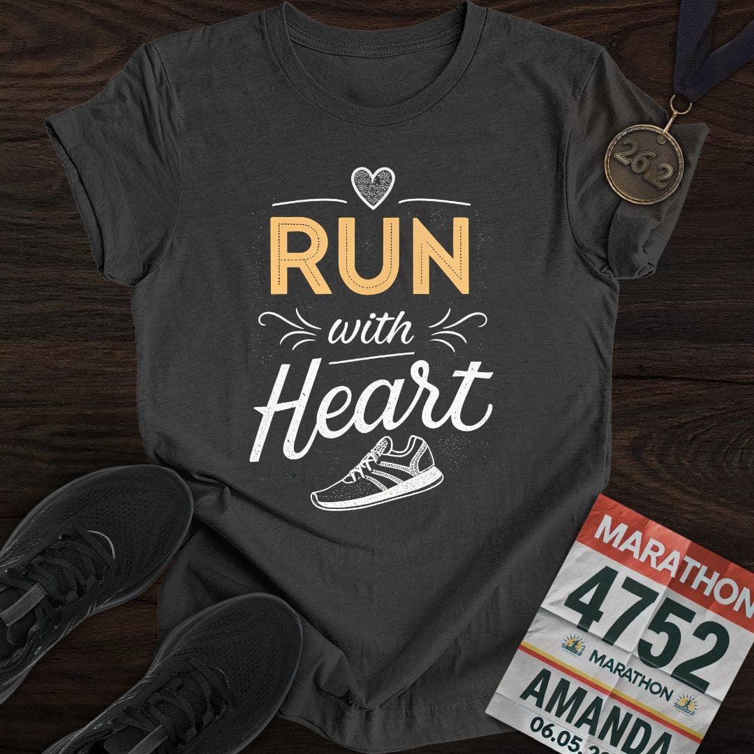 Printify T-Shirt Dark Heather / S Heart Run T-shirt