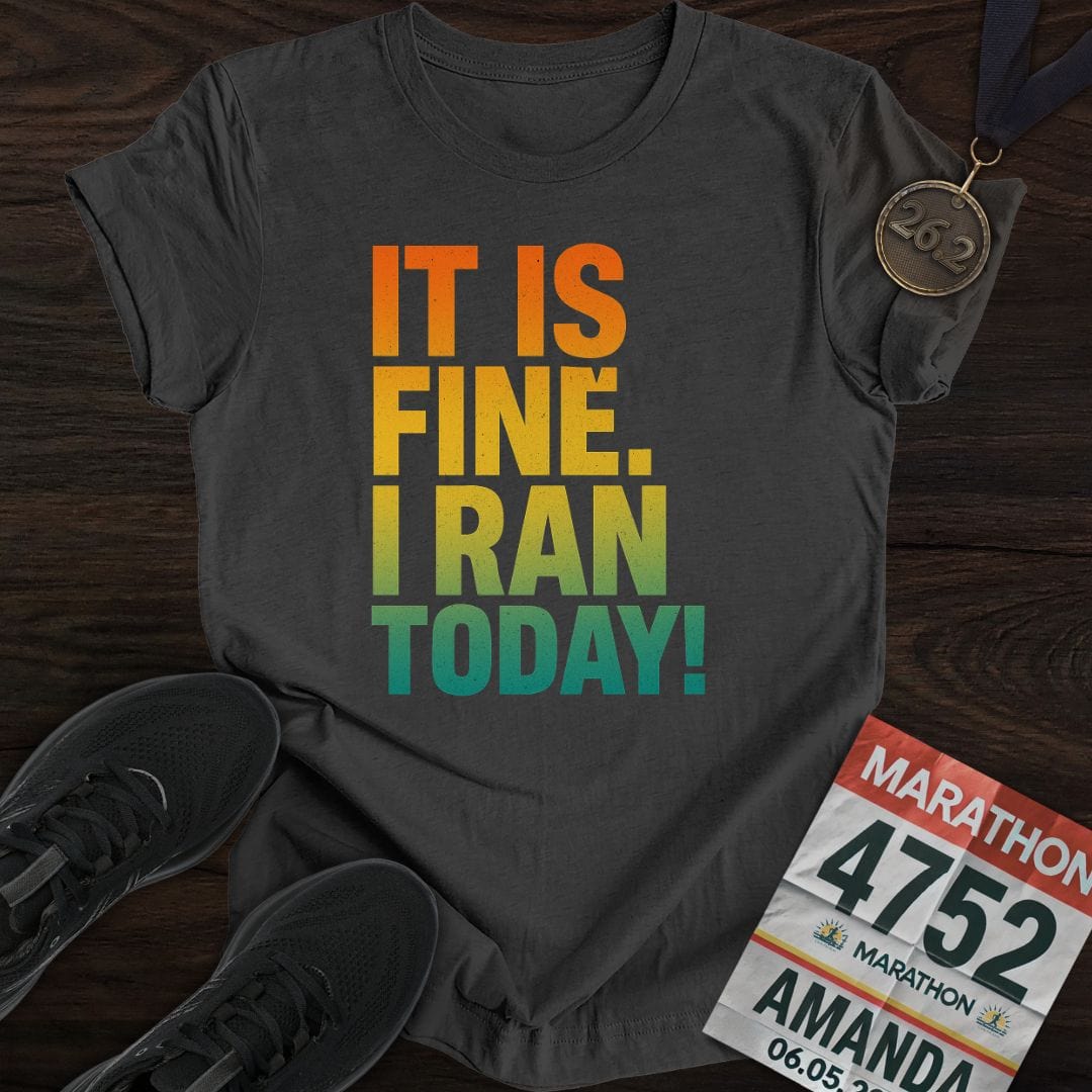 Printify T-Shirt Dark Heather / S I Ran Today -2- T-Shirt