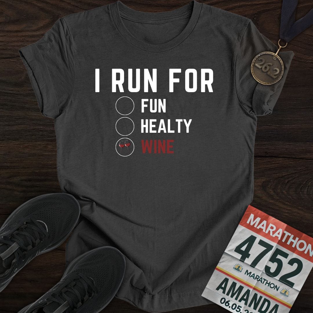 Printify T-Shirt Dark Heather / S I Run for Wine T-Shirt