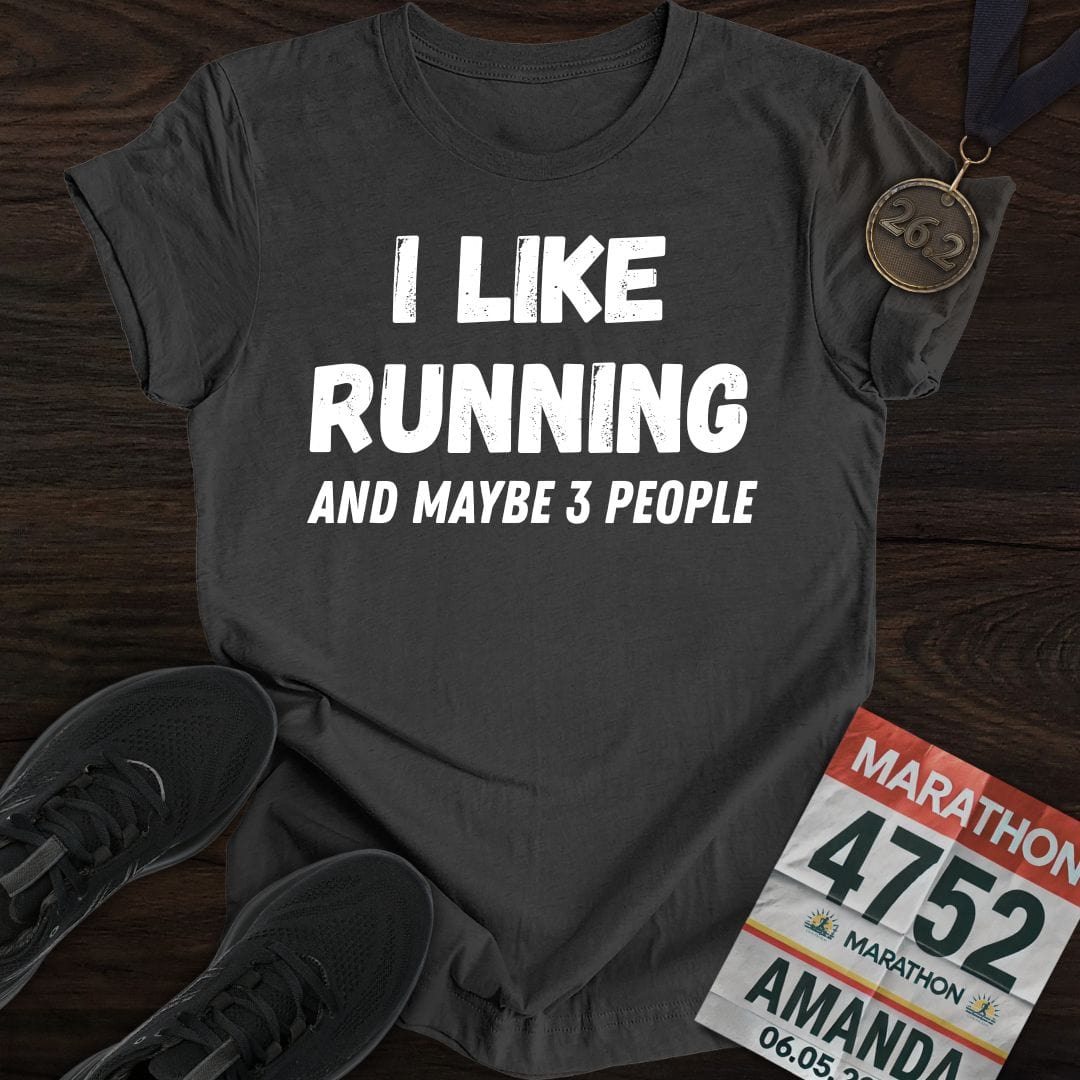Printify T-Shirt Dark Heather / S Like Running & 3 People T-shirt
