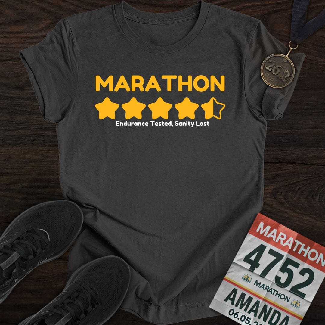 Printify T-Shirt Dark Heather / S Marathon: Endurance Tested, Sanity Lost T-shirt