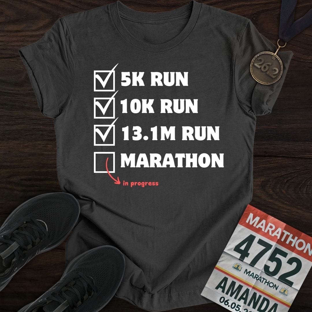Printify T-Shirt Dark Heather / S Marathon in Progress T-Shirt