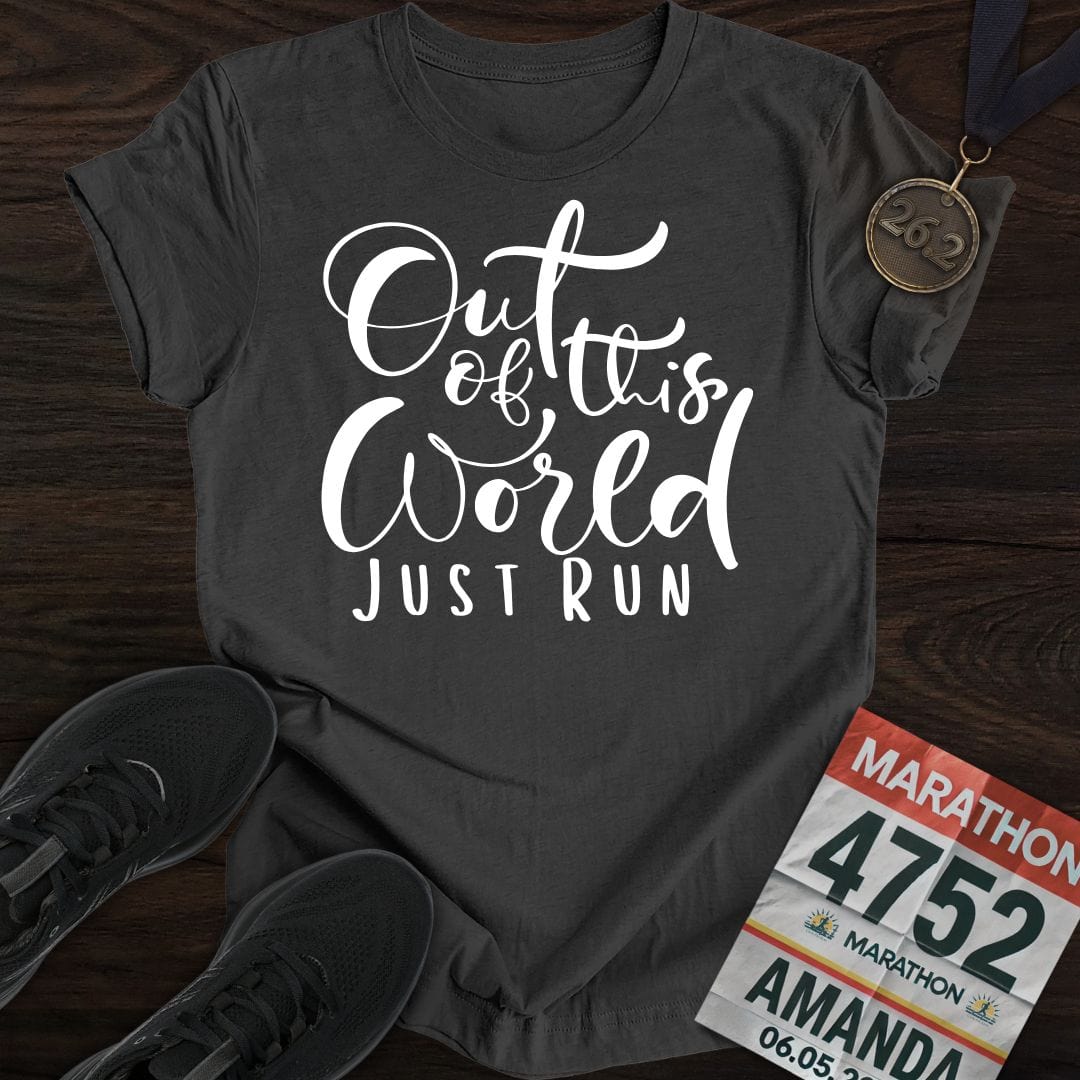 Printify T-Shirt Dark Heather / S Out of This World, Just Run T-shirt