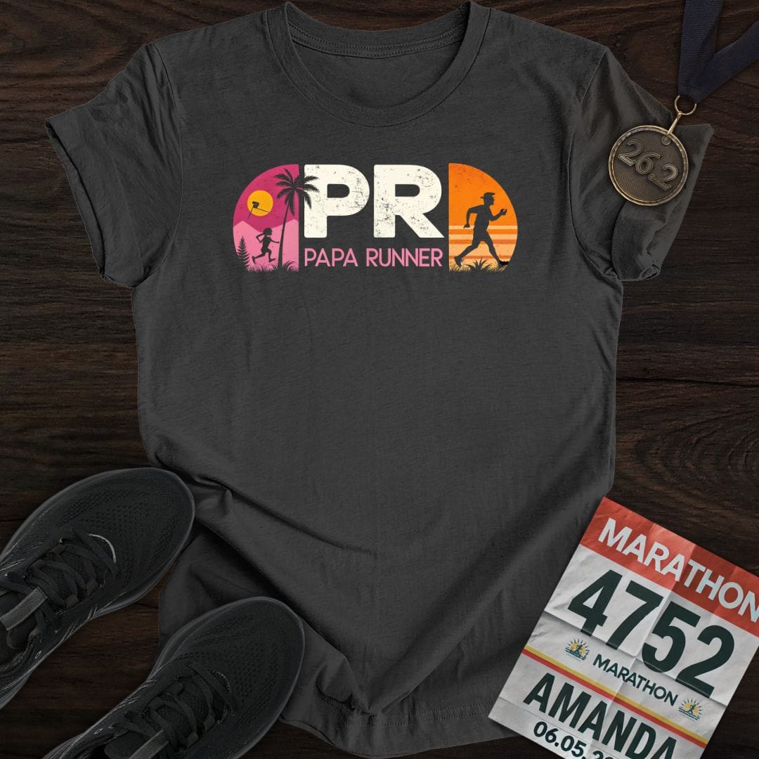 Printify T-Shirt Dark Heather / S PR: Papa Runner -1- T-shirt