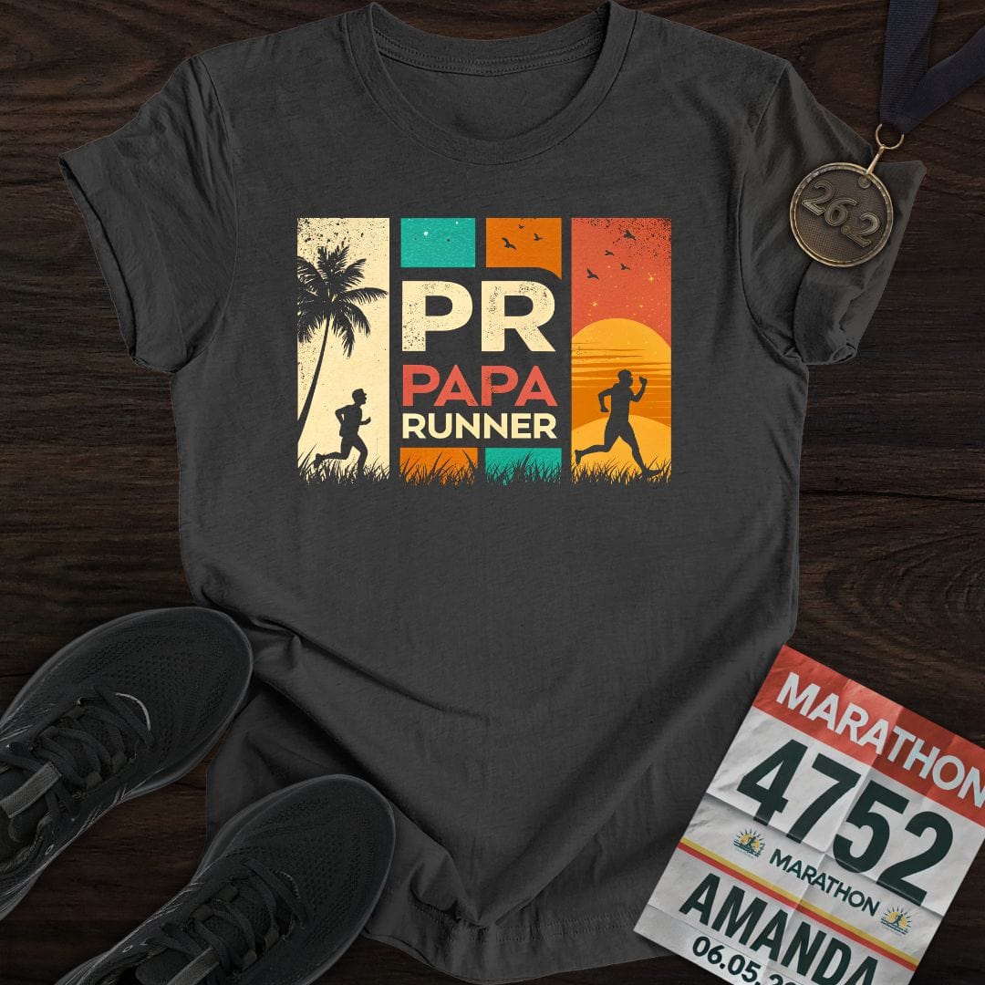 Printify T-Shirt Dark Heather / S PR: Papa Runner -2- T-shirt
