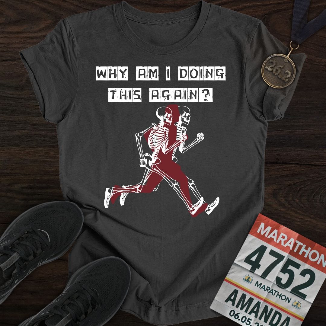 Printify T-Shirt Dark Heather / S Run Again? T-shirt
