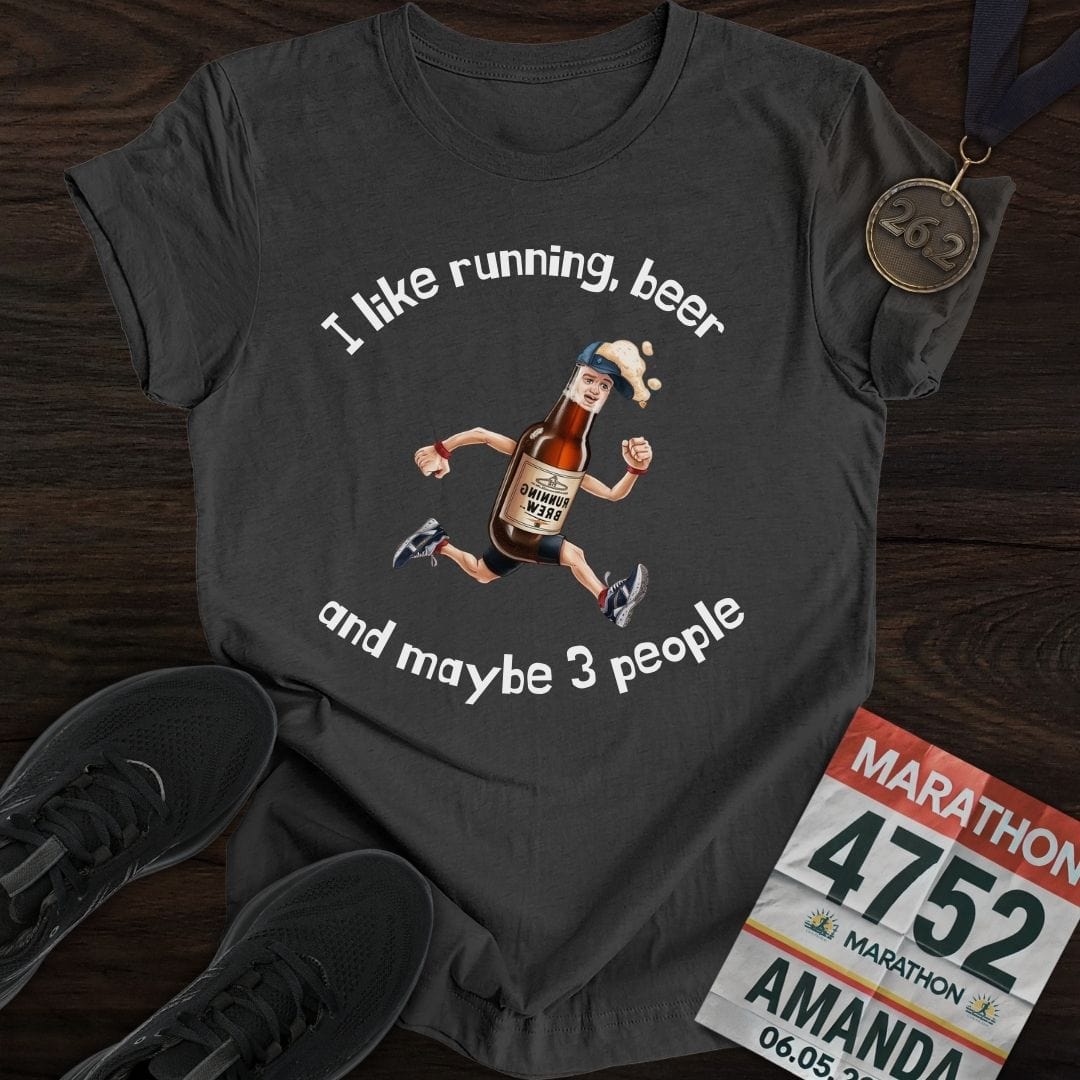 Printify T-Shirt Dark Heather / S Run And Beer T-Shirt