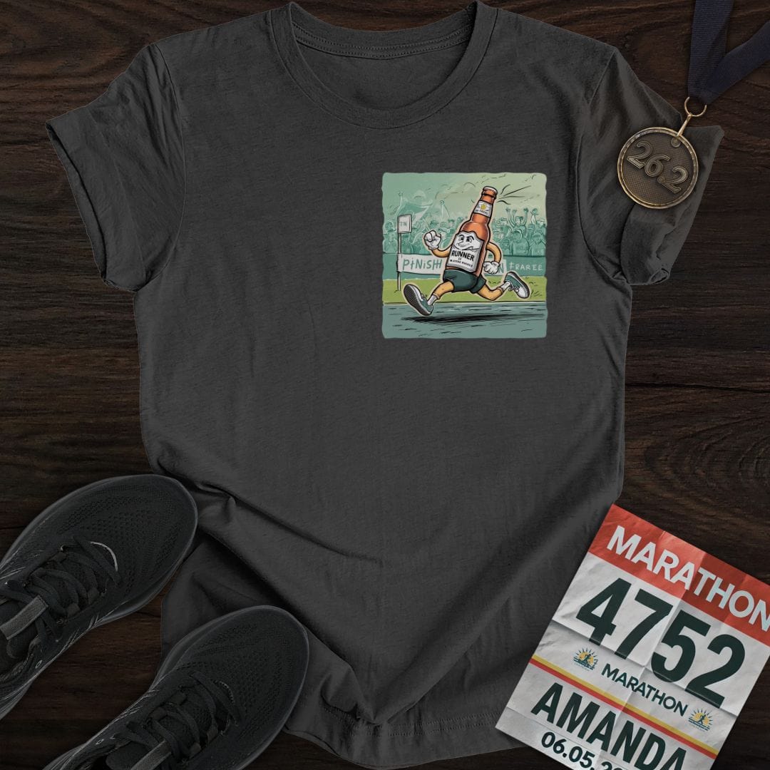 Printify T-Shirt Dark Heather / S Run Beer Bottle T-Shirt