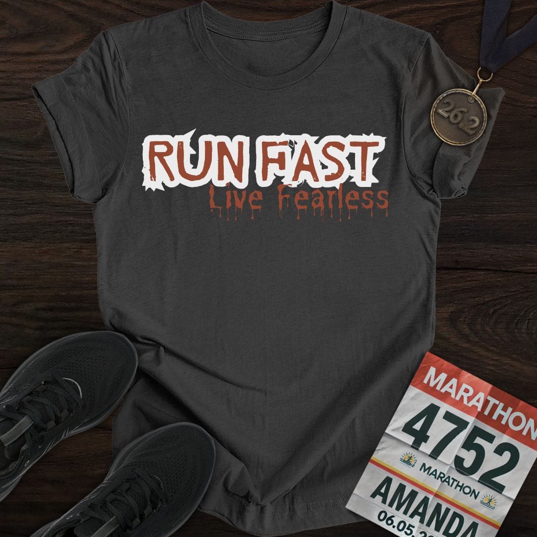 Printify T-Shirt Dark Heather / S Run Fast Live Fearless T-Shirt