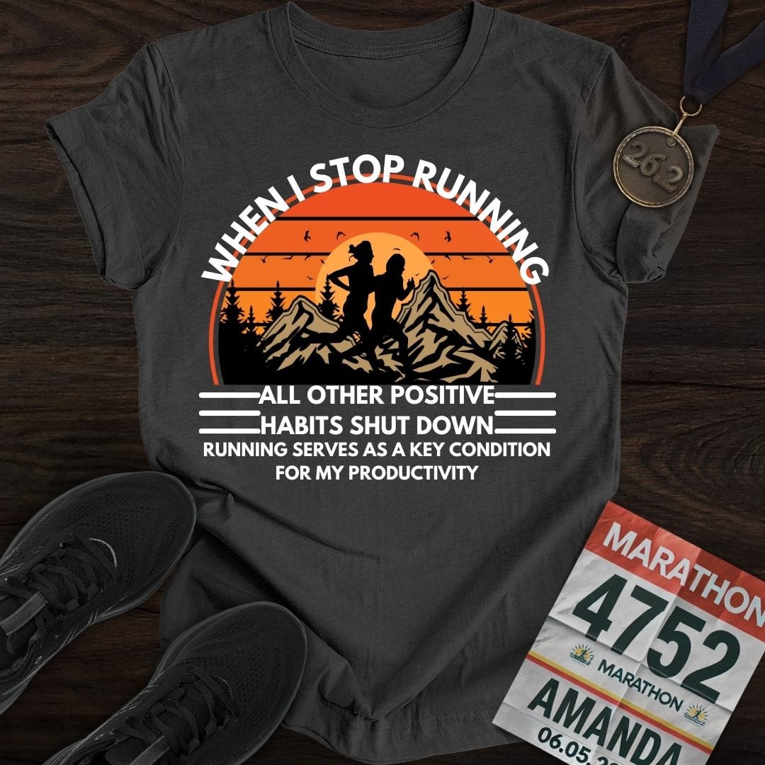 Printify T-Shirt Dark Heather / S Run For Positive Habits T-shirt