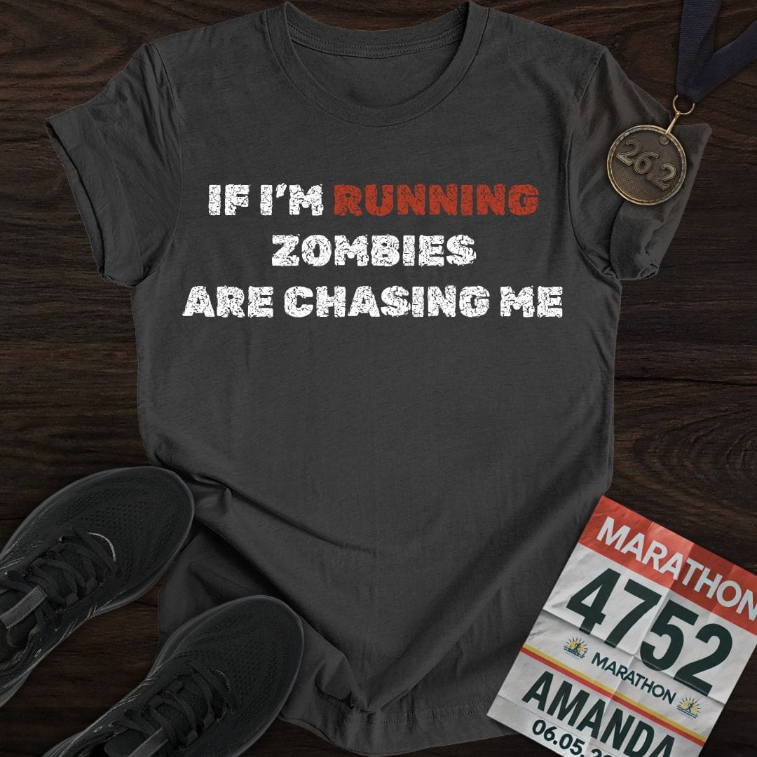 Printify T-Shirt Dark Heather / S Run From Zombies T-Shirt