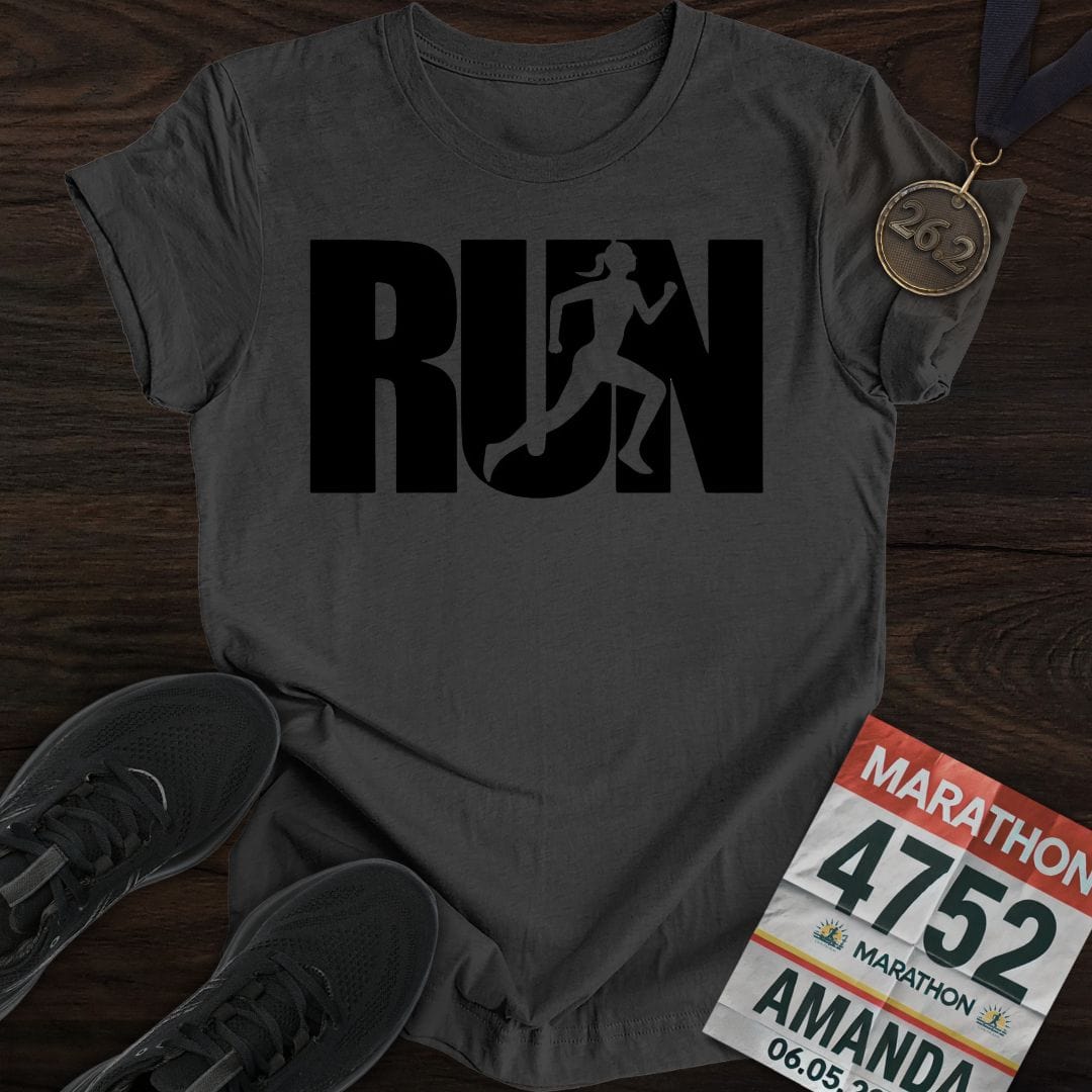 Printify T-Shirt Dark Heather / S Run Girl T-shirt
