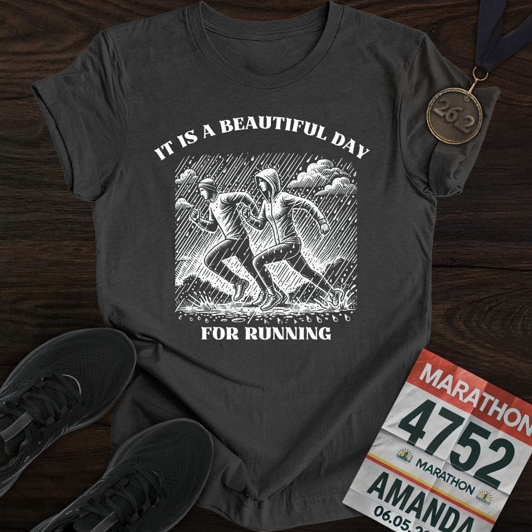 Printify T-Shirt Dark Heather / S Run Rainy Day T-Shirt