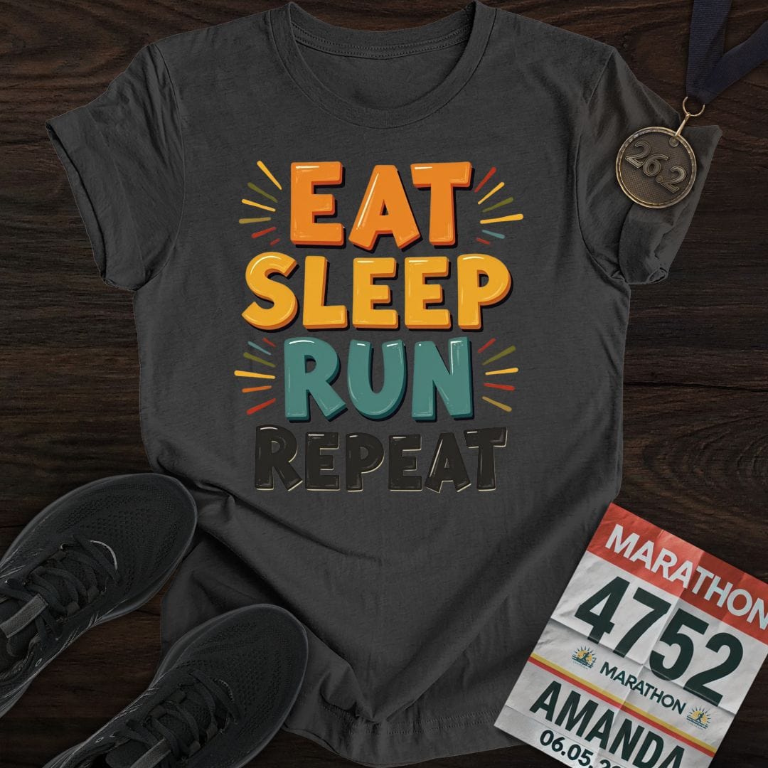 Printify T-Shirt Dark Heather / S Run Repeat Run T-shirt