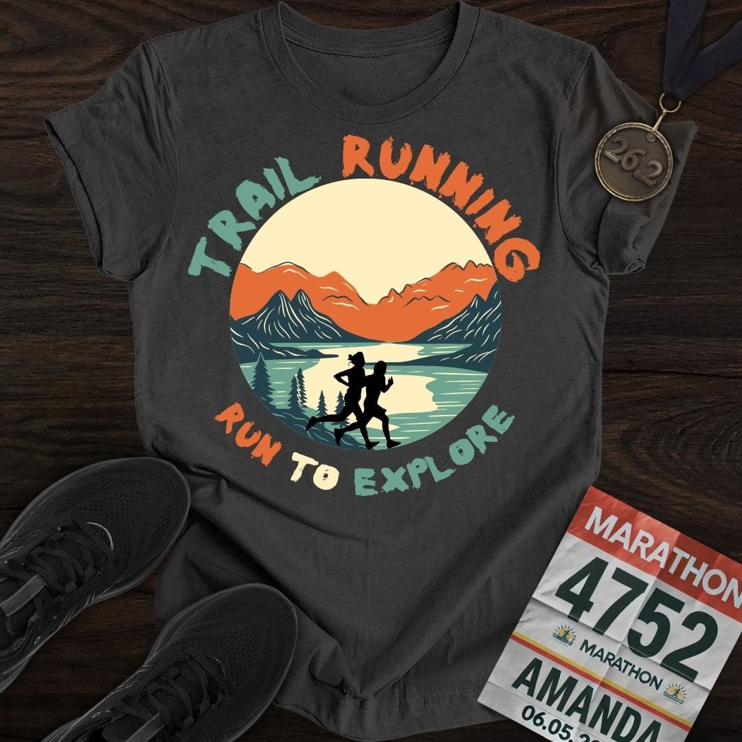 Printify T-Shirt Dark Heather / S Run To Explore T-shirt