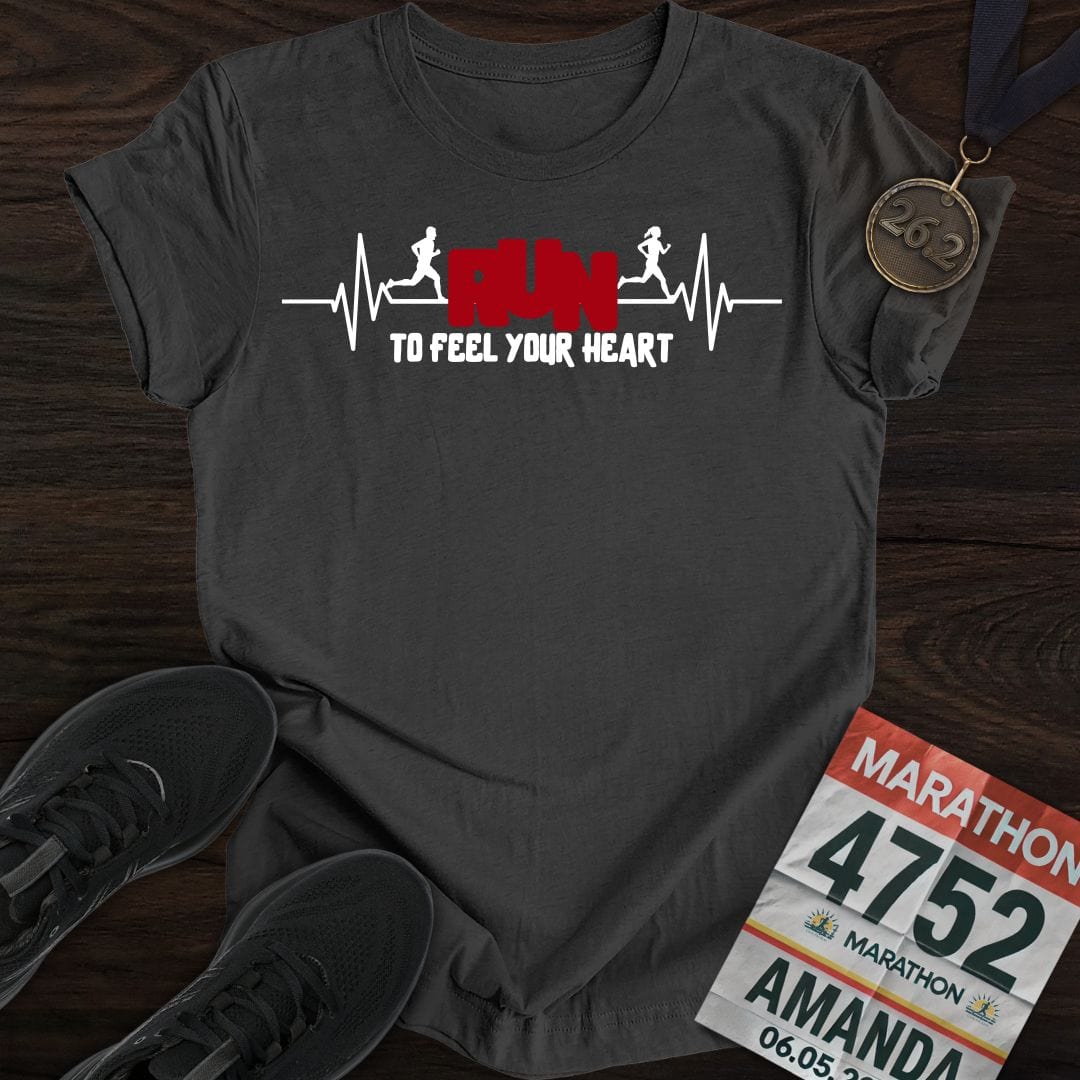Printify T-Shirt Dark Heather / S Run to Feel Your Heart T-shirt