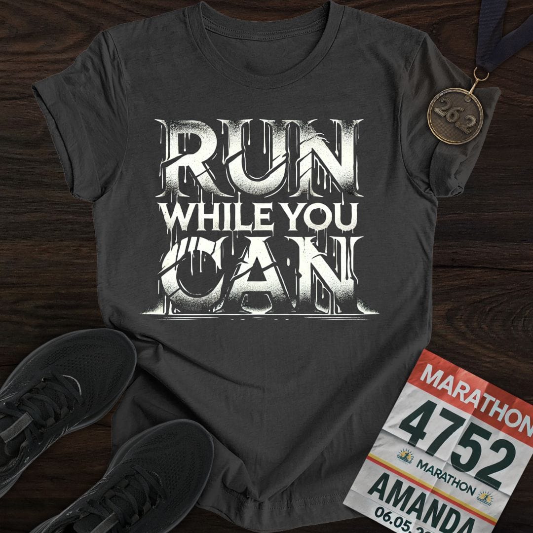 Printify T-Shirt Dark Heather / S Run While You Can T-shirt