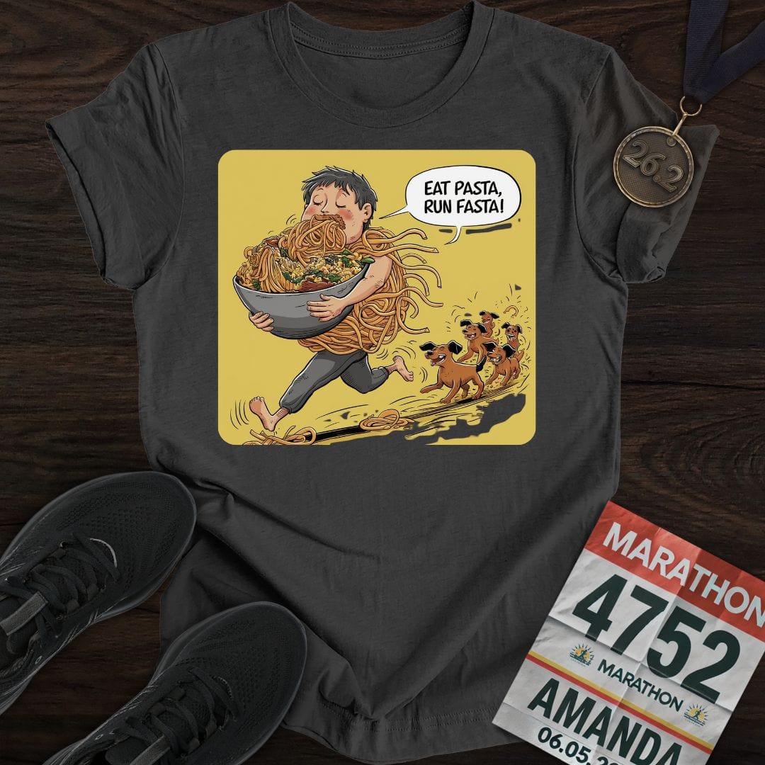 Printify T-Shirt Dark Heather / S Runner Pasta T-Shirt