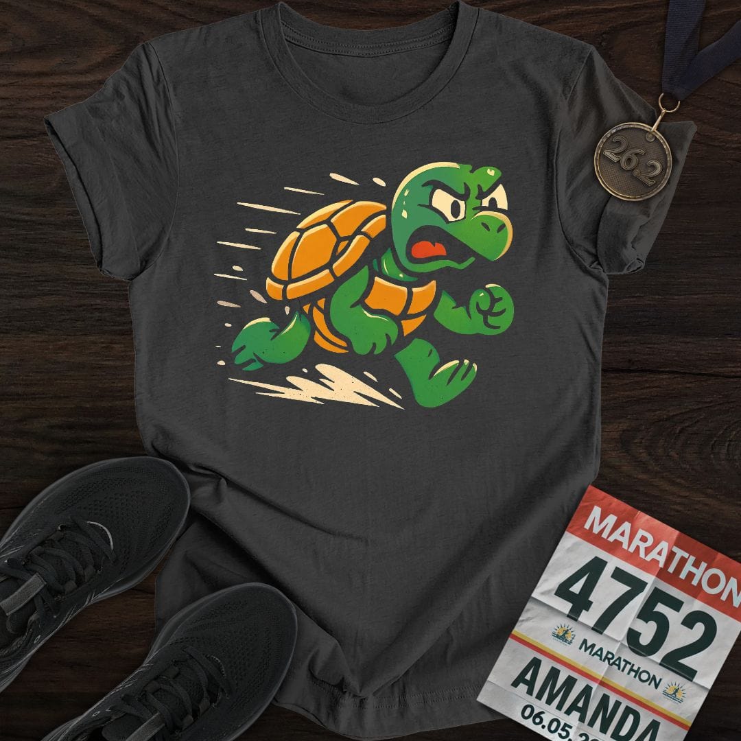 Printify T-Shirt Dark Heather / S Runner Turtle T-Shirt