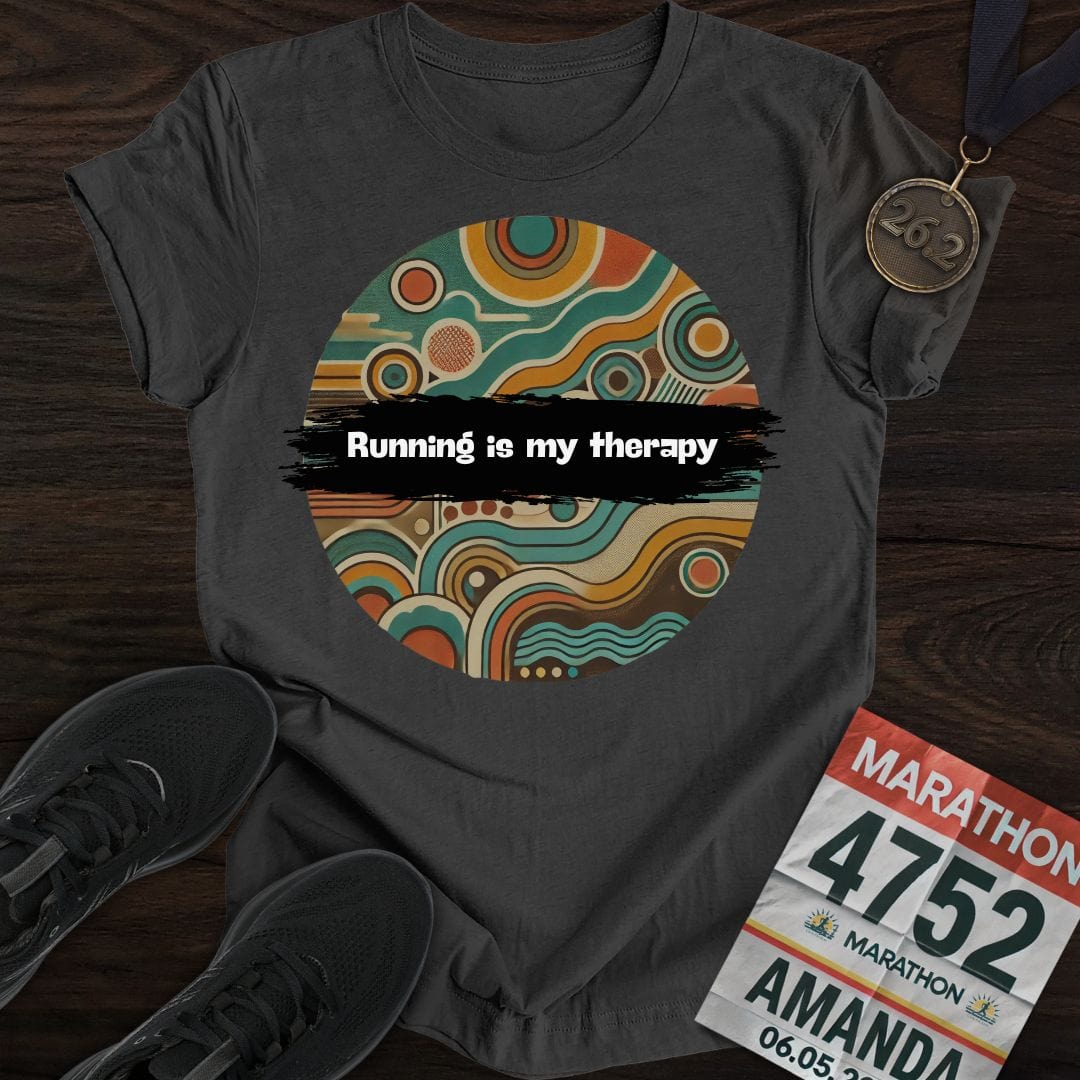 Printify T-Shirt Dark Heather / S Running is My Therapy T-Shirt