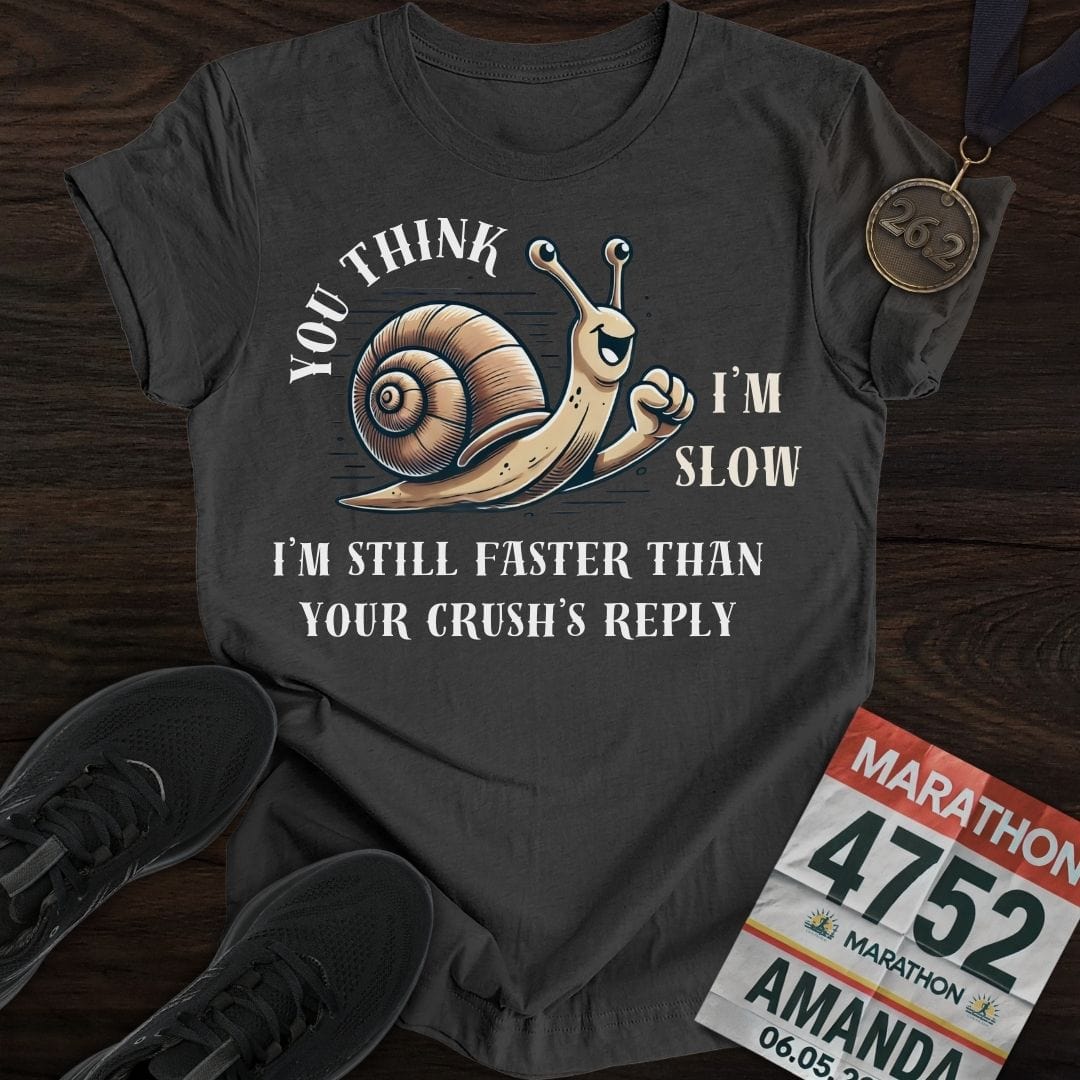 Printify T-Shirt Dark Heather / S Slow Snail Runner T-Shirt