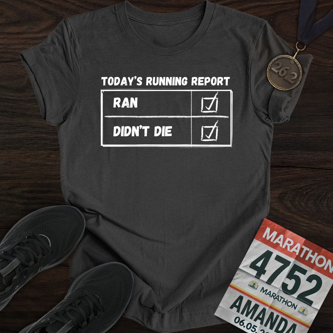 Printify T-Shirt Dark Heather / S Today's Running Report T-shirt