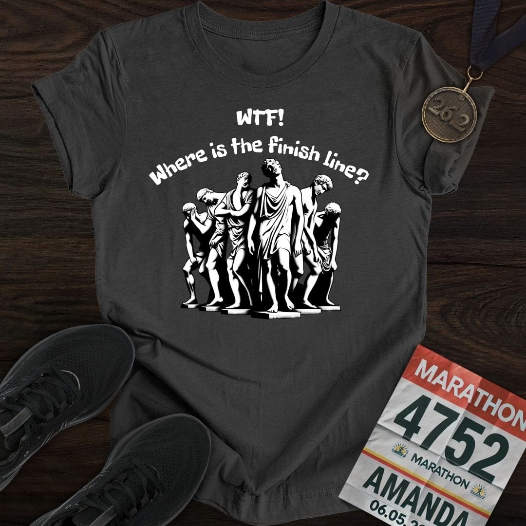 Printify T-Shirt Dark Heather / S Where is The Finish Line? T-Shirt