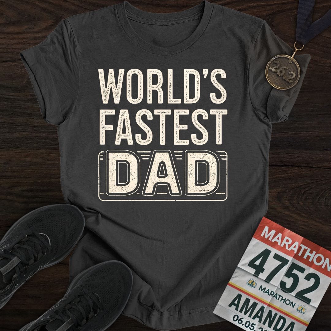 Printify T-Shirt Dark Heather / S World's Fastest Dad -2- T-shirt