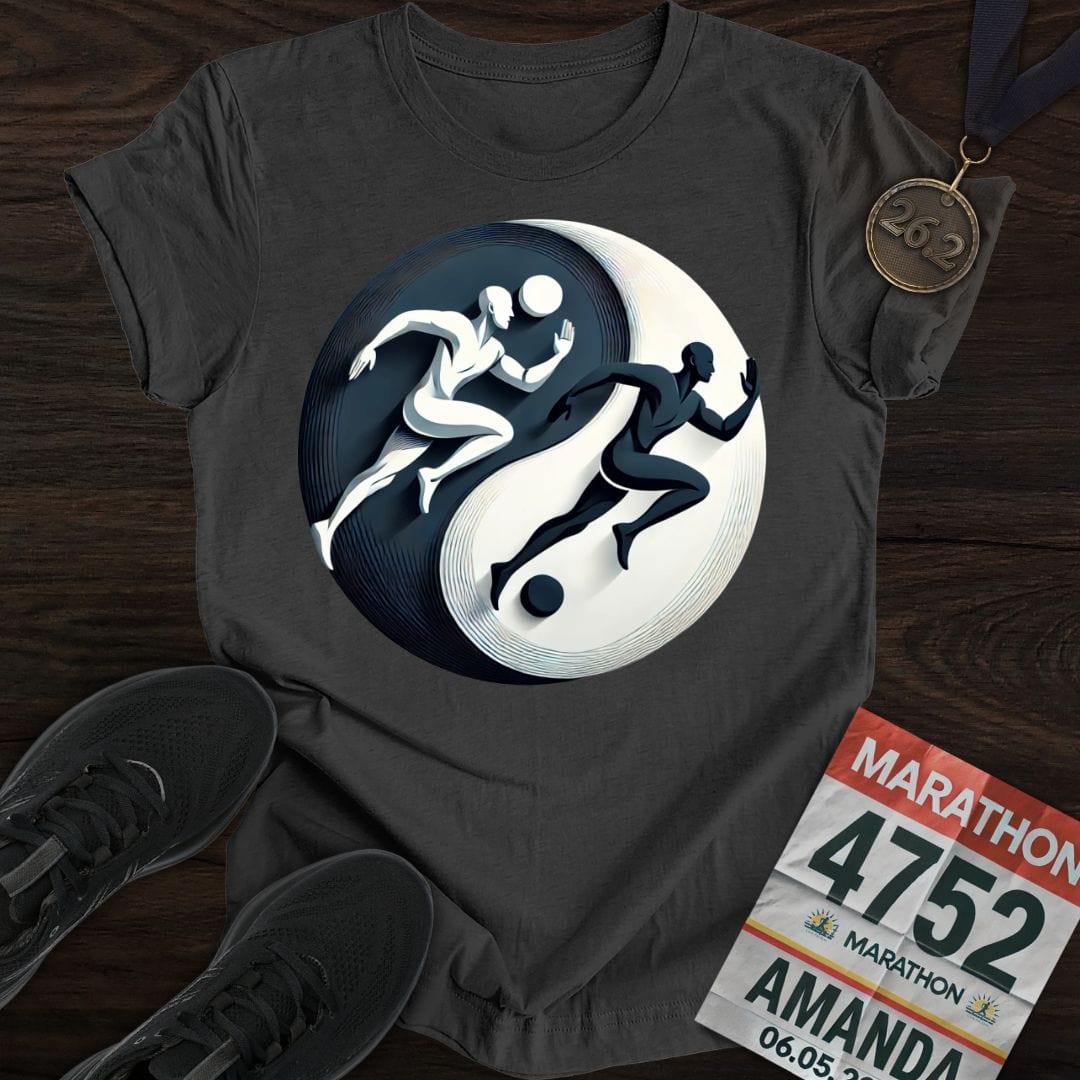 Printify T-Shirt Dark Heather / S Yin Yang Runner T-shirt