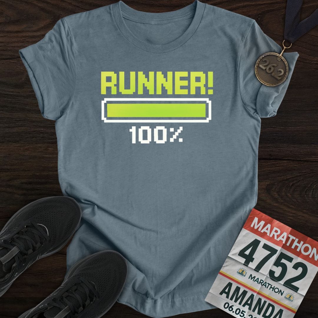 Printify T-Shirt Heather Indigo / S 100% Runner -3- T-Shirt