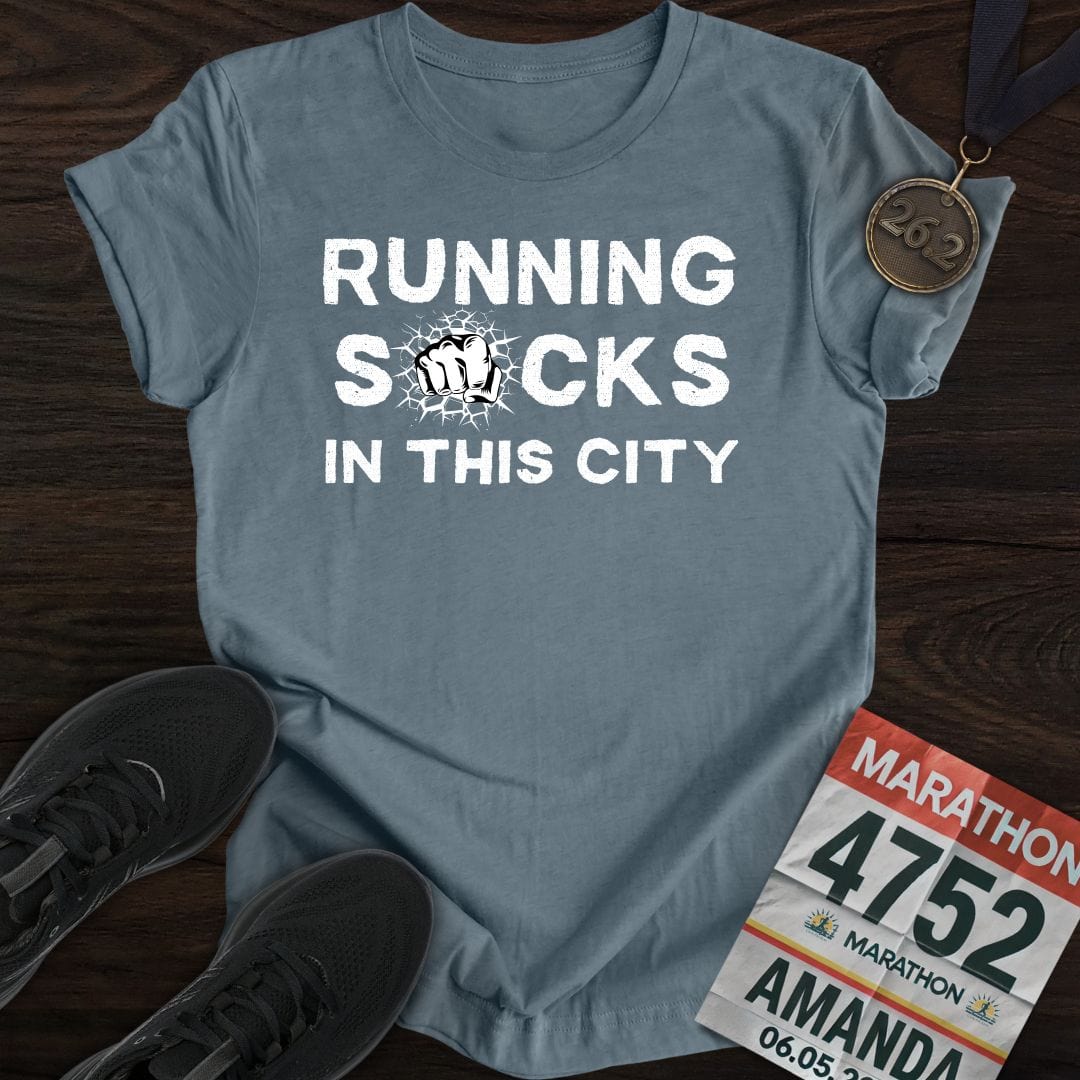 Printify T-Shirt Heather Indigo / S City Runs, Zero Fun T-shirt