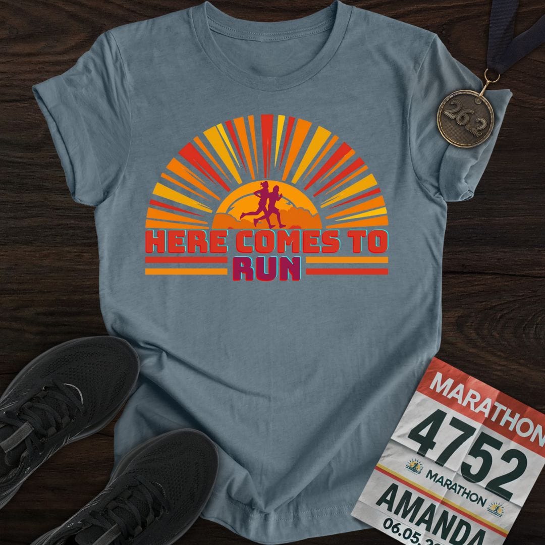 Printify T-Shirt Heather Indigo / S Comes To Run T-shirt