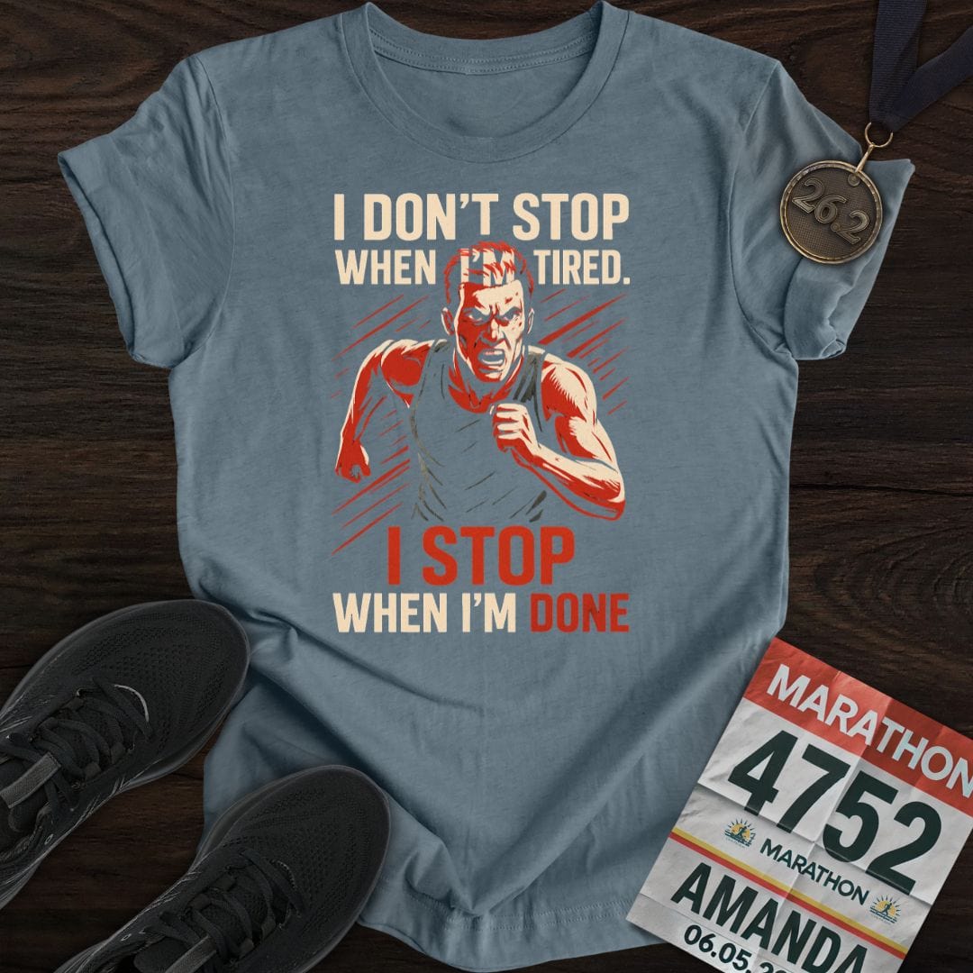 Printify T-Shirt Heather Indigo / S Don't Stop Run! T-Shirt
