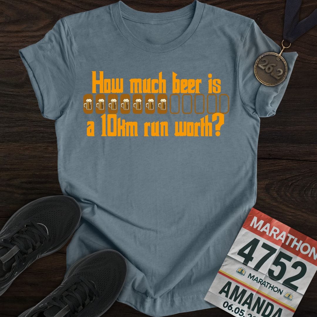 Printify T-Shirt Heather Indigo / S Drink Beer and Run 10KM