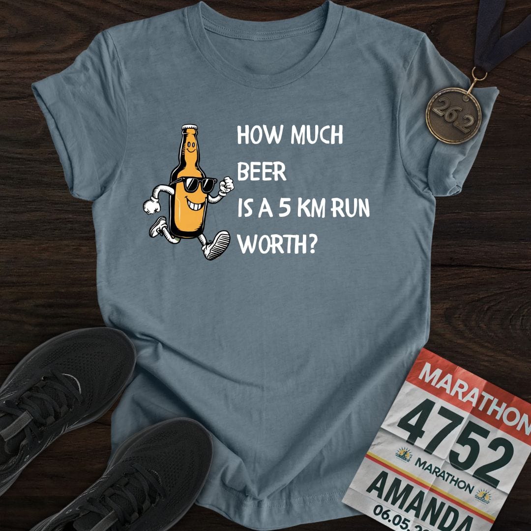 Printify T-Shirt Heather Indigo / S Drink Beer Run 5KM T-Shirt