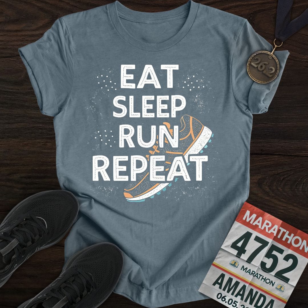 Printify T-Shirt Heather Indigo / S Eat Sleep Run Repeat -3- T-shirt