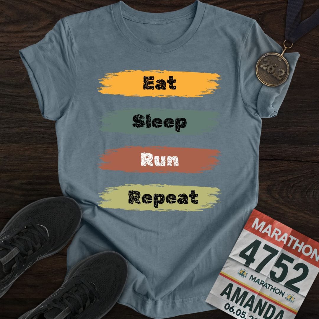 Printify T-Shirt Heather Indigo / S Eat Sleep Run Repeat T-Shirt