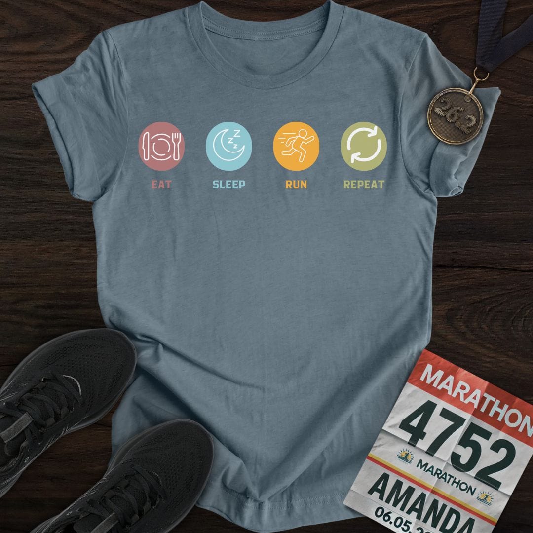 Printify T-Shirt Heather Indigo / S Eat Sleep Run T-Shirt
