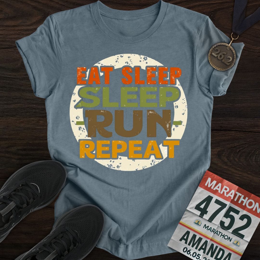 Printify T-Shirt Heather Indigo / S Eat Sleep - Sleep Run Repeat T-shirt