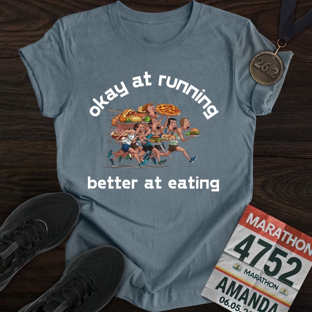 Printify T-Shirt Heather Indigo / S Eating and Keep Running T-Shirt