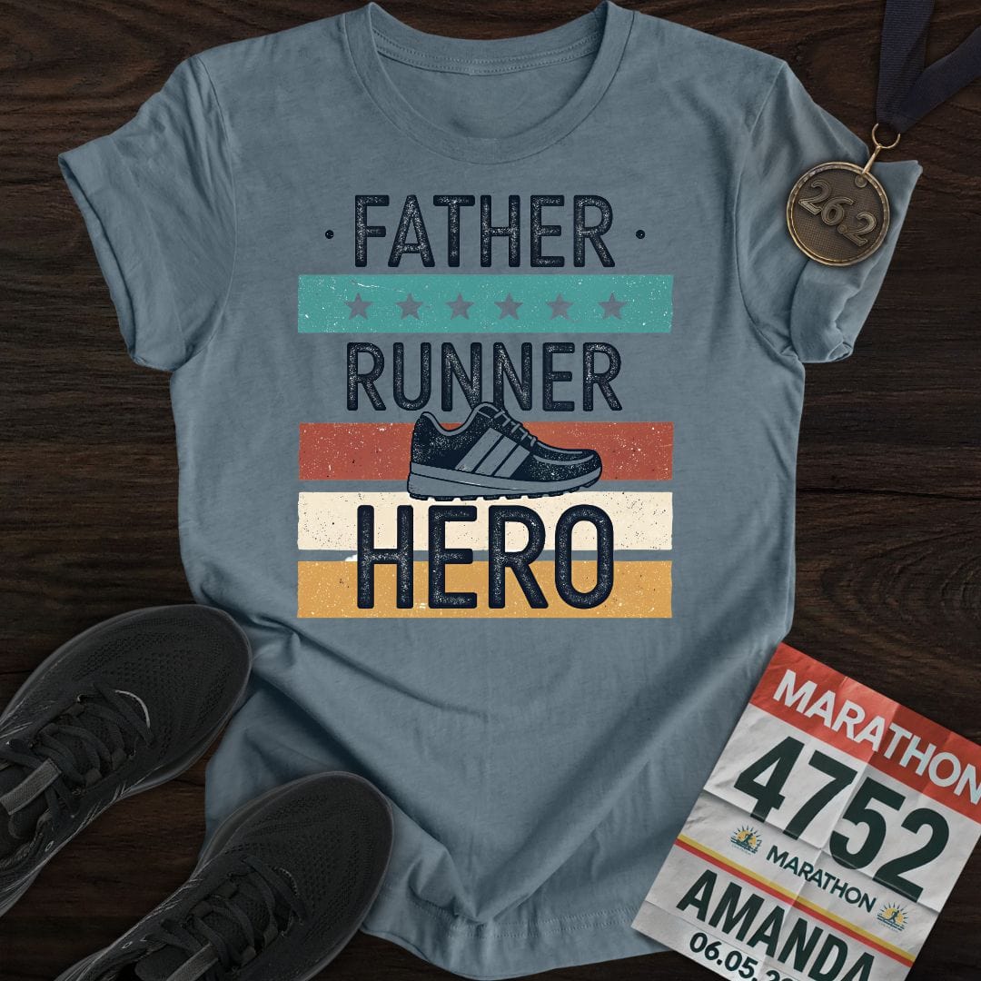 Printify T-Shirt Heather Indigo / S Father Runner Hero T-shirt